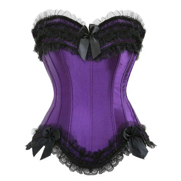 Lace Overlay Boned Overbust Corset Bustier Top Plus Size Body Shaper