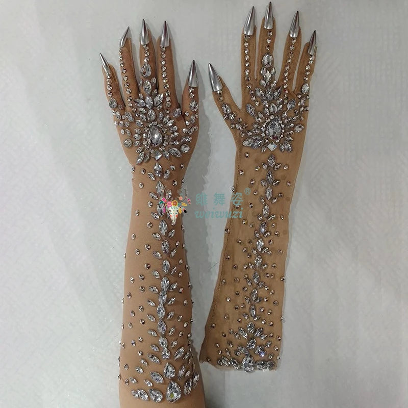 Rhinestone Stretch Performance Gloves