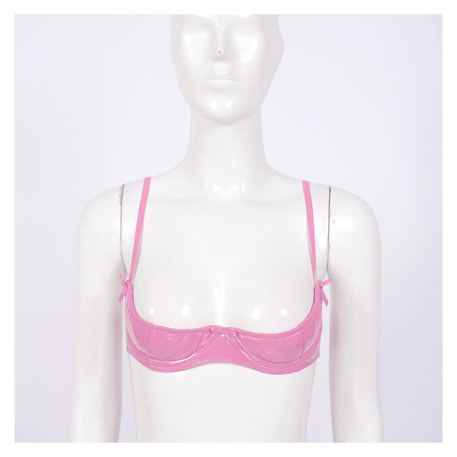 Patent Leather Underwired Open-Cup Bra