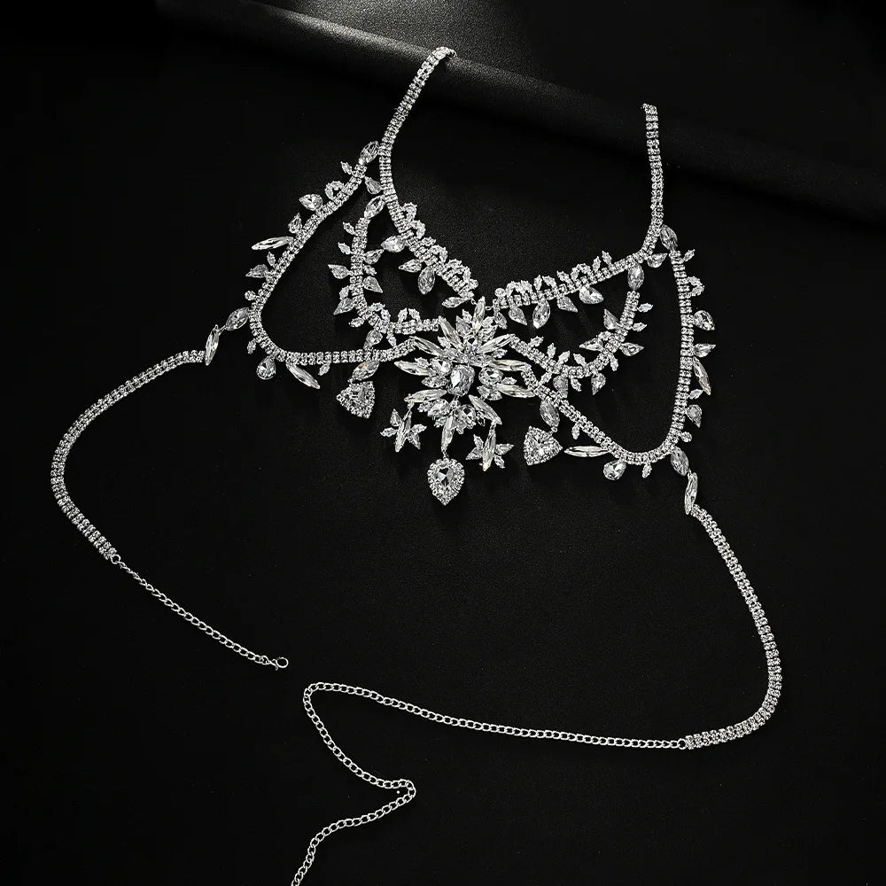 Rhinestone Costume Chest Chain