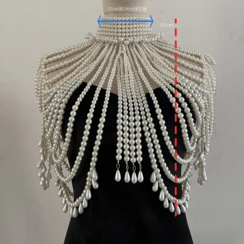 Simulated Pearl Costume Bra Body Chain