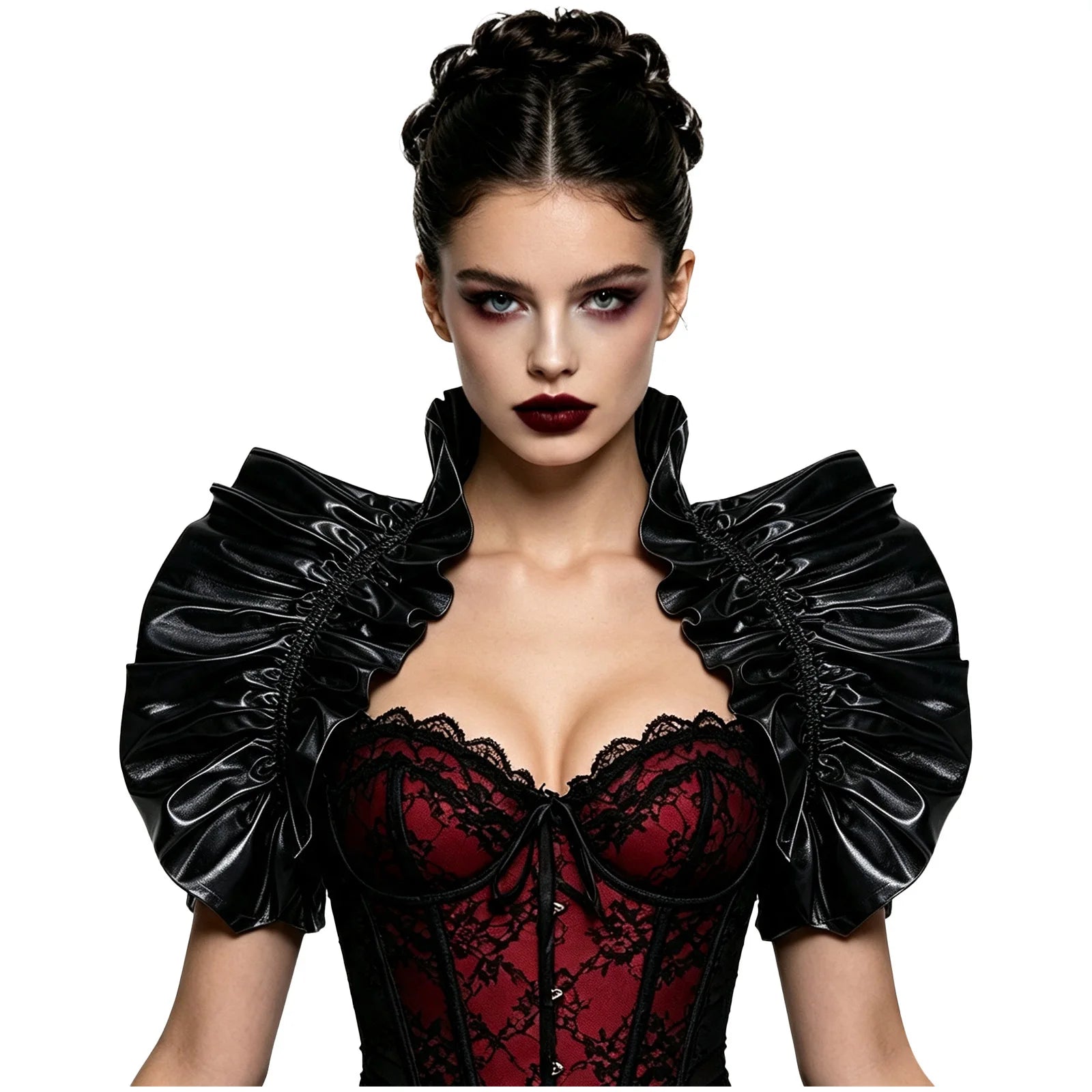 Metallic Ruffled Renaissance Neck Shrug Holographic Victorian Shoulder Capelet