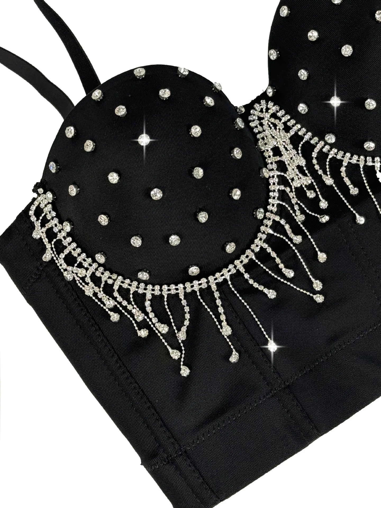 Diamond Tassel Rhinestone Bustier Corset Crop Top Evening Stage Bralette