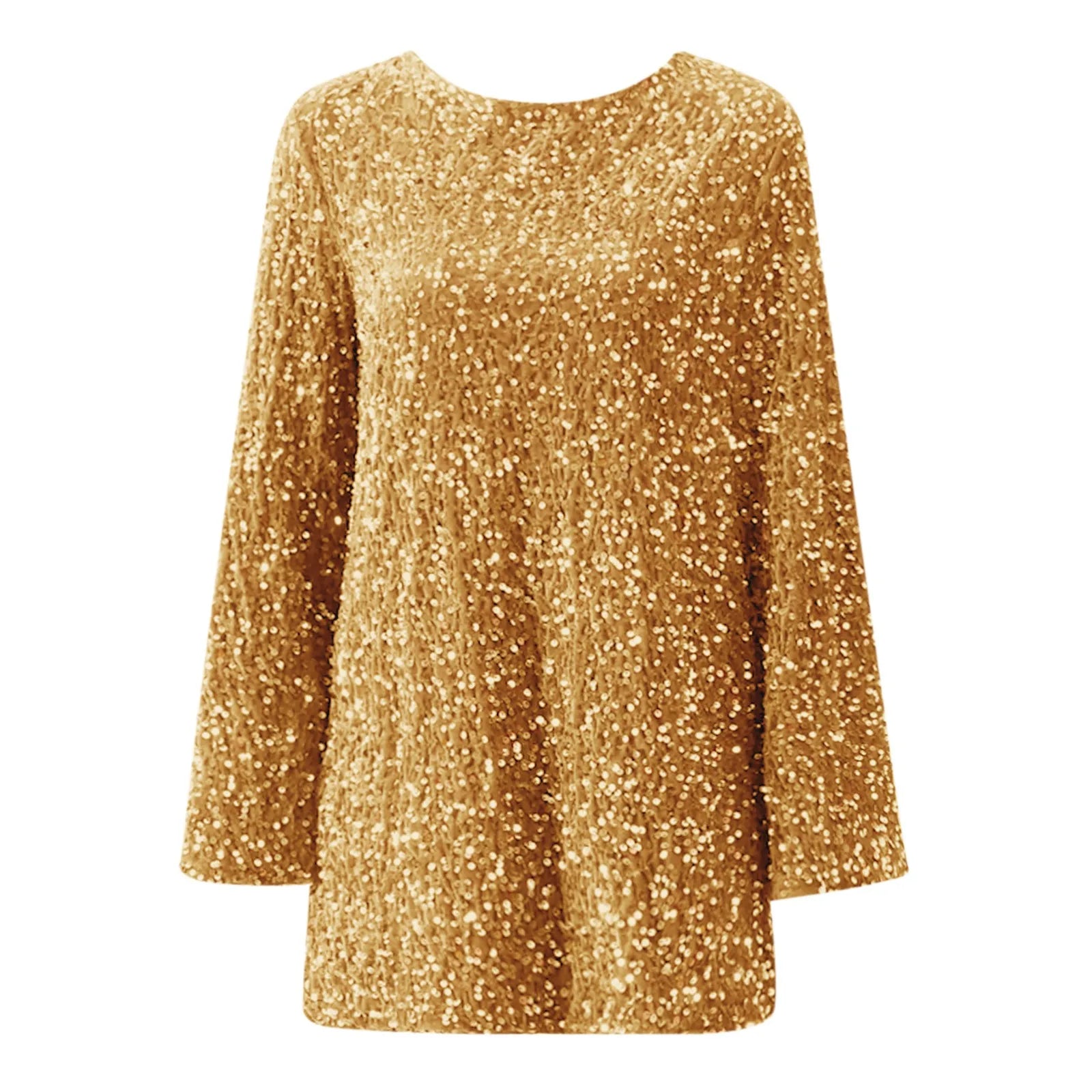 Shiny Sequin Bowknot Long Sleeve Glitter Evening Dress