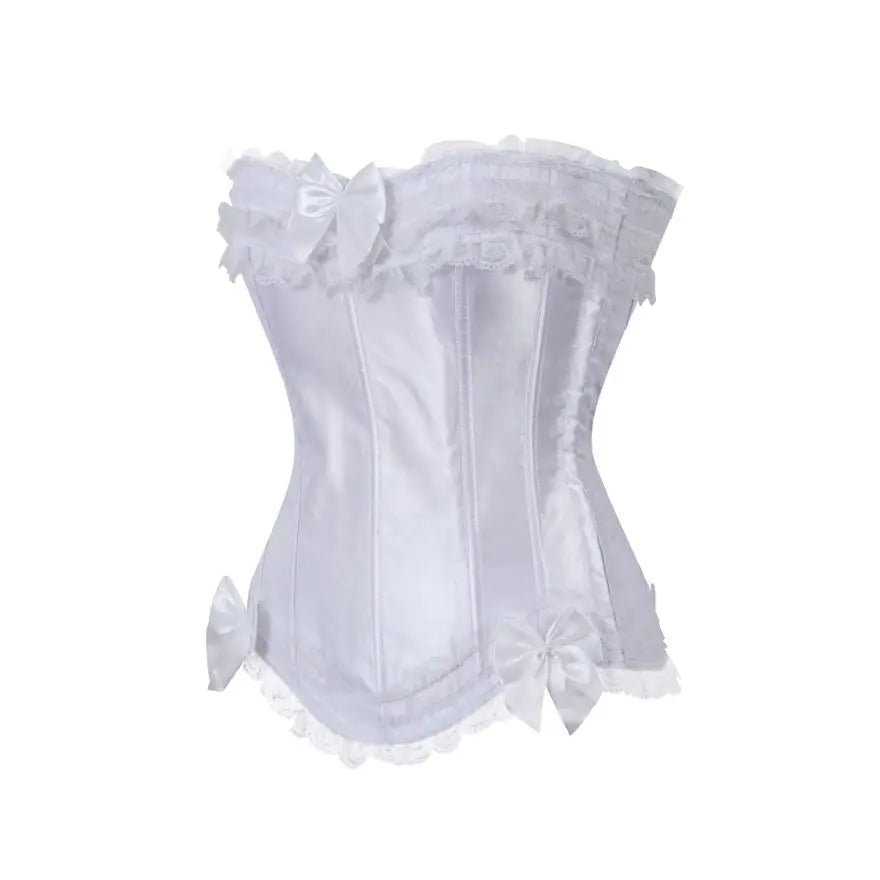 Lace Overlay Boned Overbust Corset Bustier Top Plus Size Body Shaper