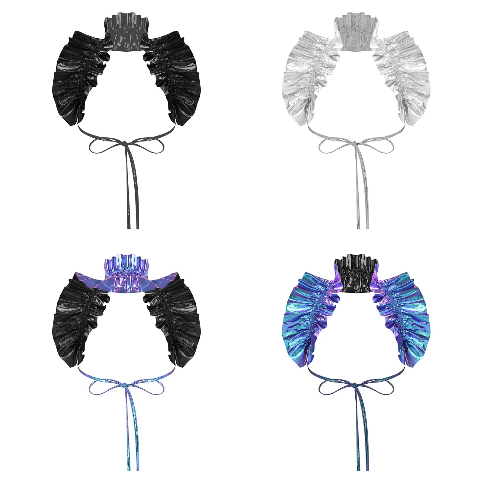 Metallic Ruffled Renaissance Neck Shrug Holographic Victorian Shoulder Capelet