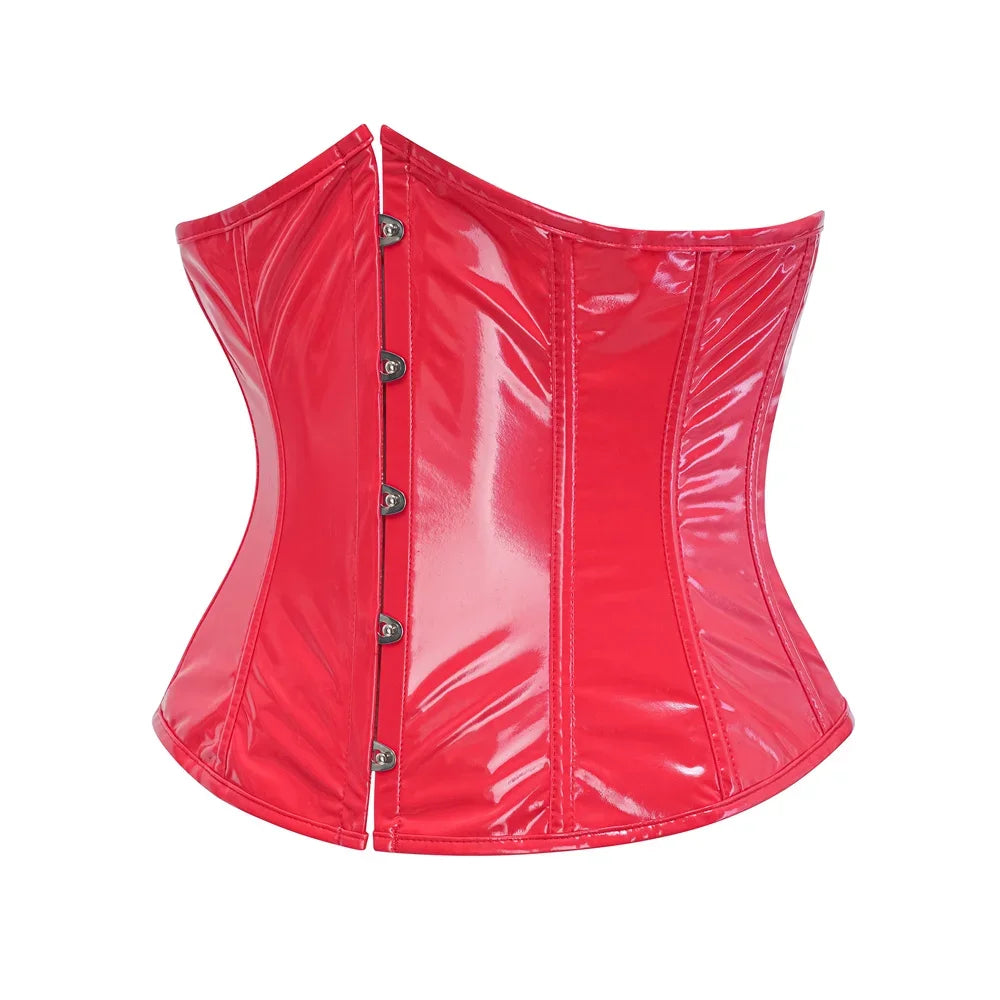 Steampunk PVC Leather Underbust Corset Front Busk Waist Trainer Cincher Top