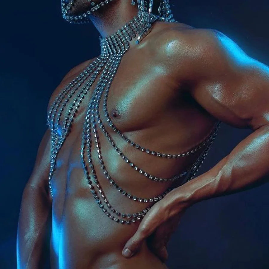 Dazzling Crystal Neck-to-Waist Chest Chain & Lumbar Body Jewelry