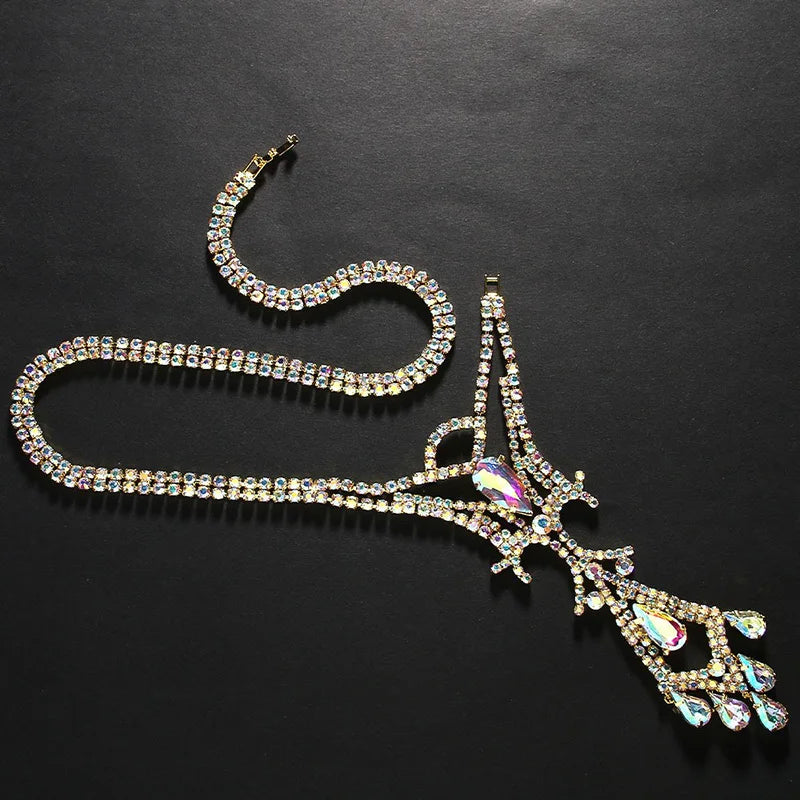 Dazzling Crystal Belly Dance Necklace & Statement Stage Performance Jewelry