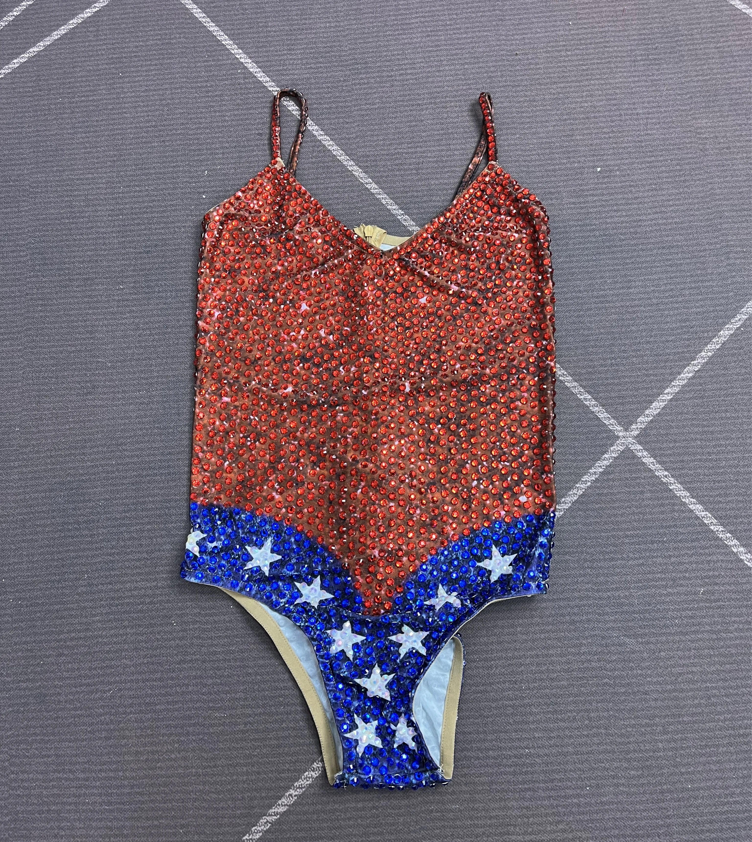 Twinkling Rhinestone Stars High-Cut Stage Bodysuit Dance Performance Leotard