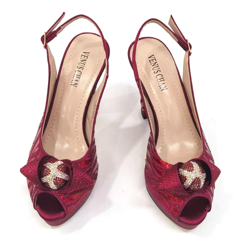 Peep Toe Shoes with Matching Bag Set