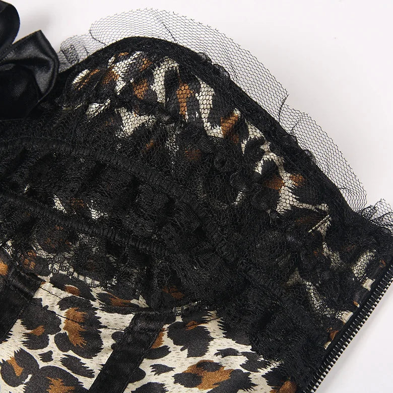 Lace Overlay Boned Overbust Corset Bustier Top Plus Size Body Shaper