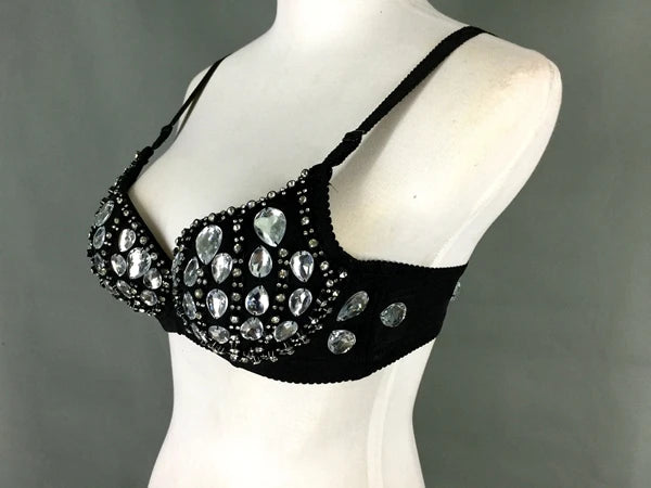 The Stardust A-Lister – Sparkling Handmade Rhinestone DJ & Singer Performance Bra Top