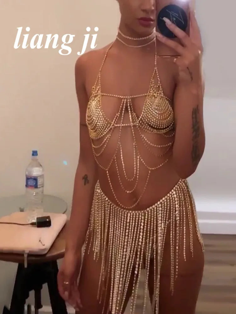 Crystal Bra & Waist Chain Costume Jewelry