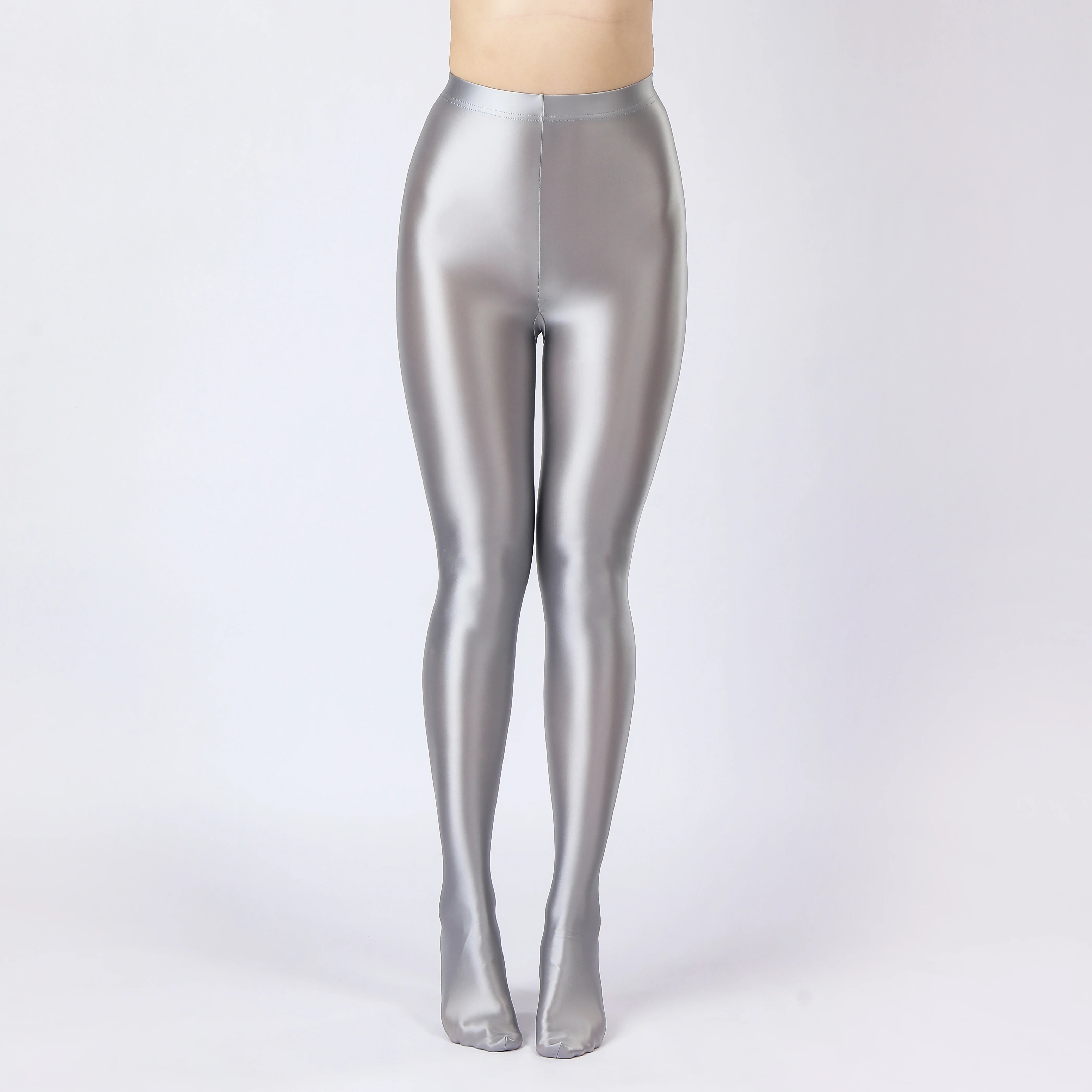 Oil Glossy High-Stretch Satin Pencil Pants & Leopard Print Leggings