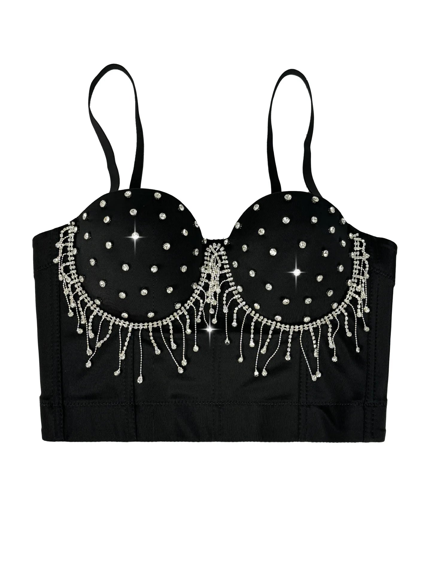 Diamond Tassel Rhinestone Bustier Corset Crop Top Evening Stage Bralette