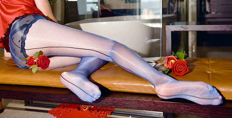 1D Ultra-Thin Oil Glossy Hollow-Out Sheer Shaping Pantyhose Shiny Tights