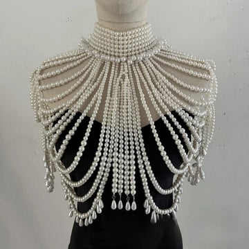 Simulated Pearl Costume Bra Body Chain
