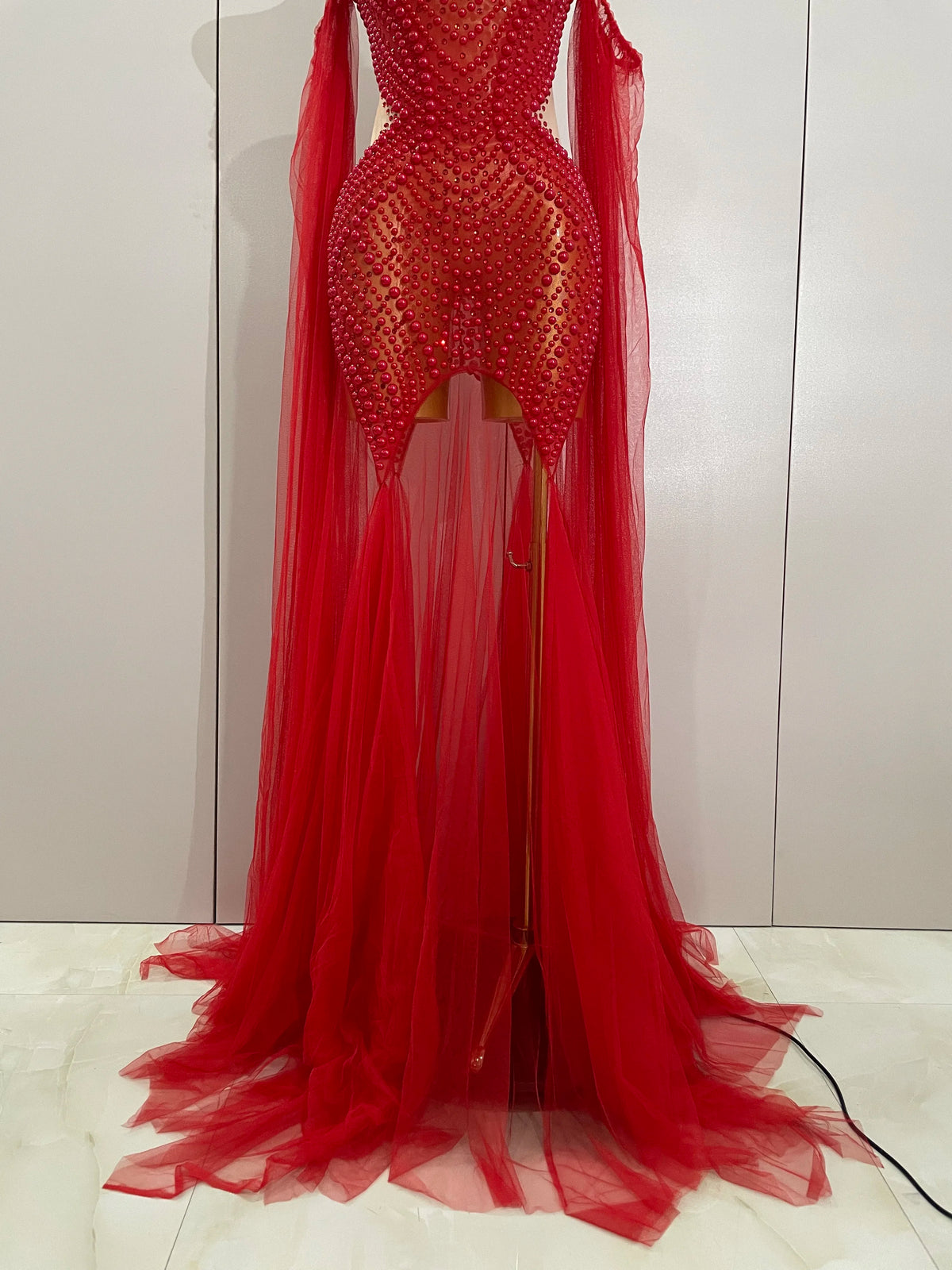 Luxury Birthday Evening Party Dress Elegant Sparkly Rhinestone Pearl Sexy Strapless Mesh Long Dress Prom Wedding Guest Gowns