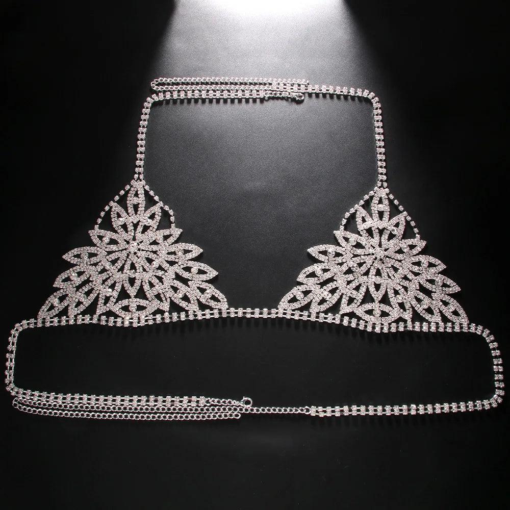Openwork Eye Rhinestone Bra Body Chain