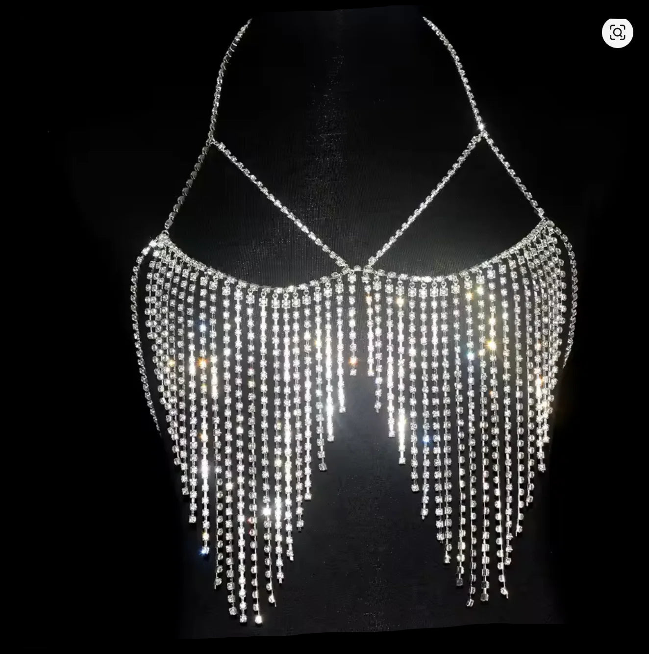 Dazzling Crystal Tassel Body Chain & Skirt Set