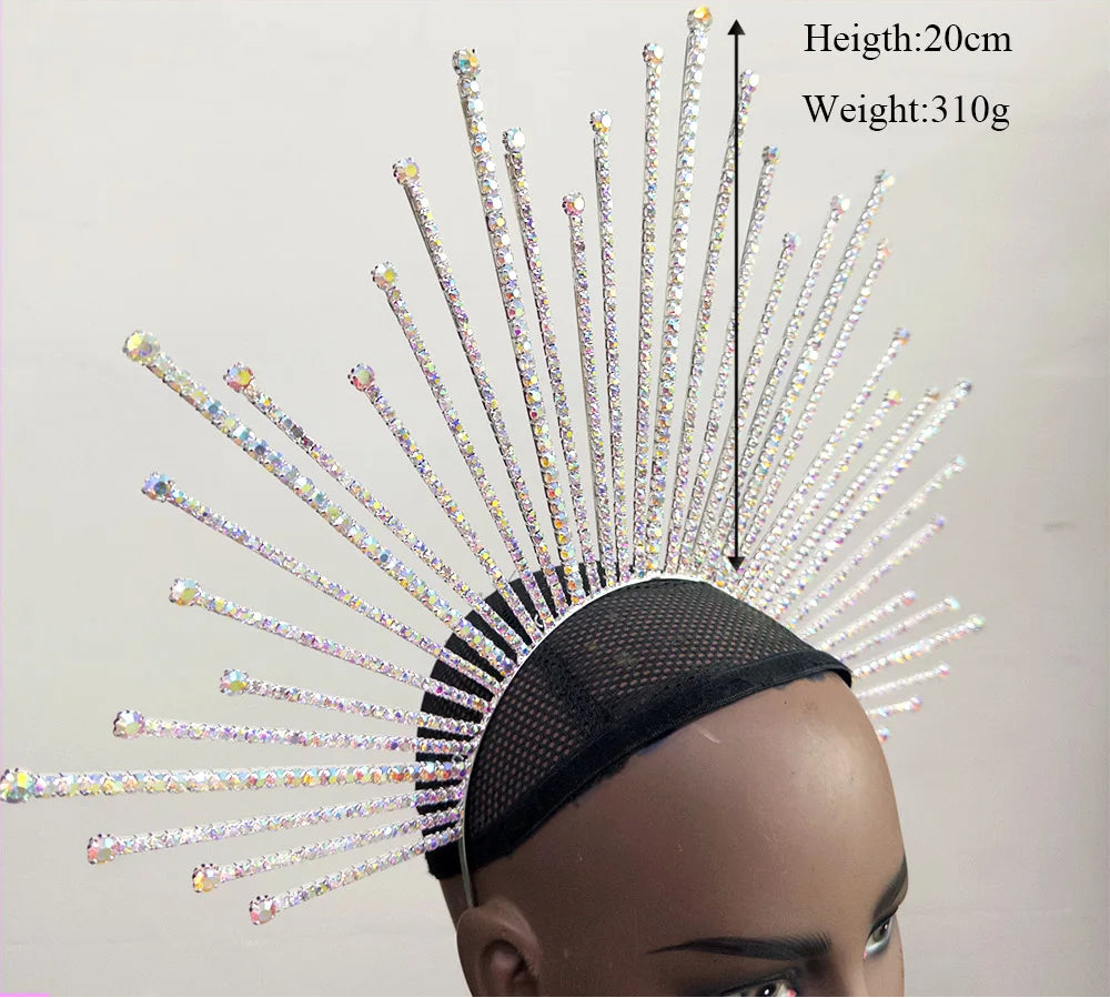 Rhinestone Sunburst Headpiece & Earring Set