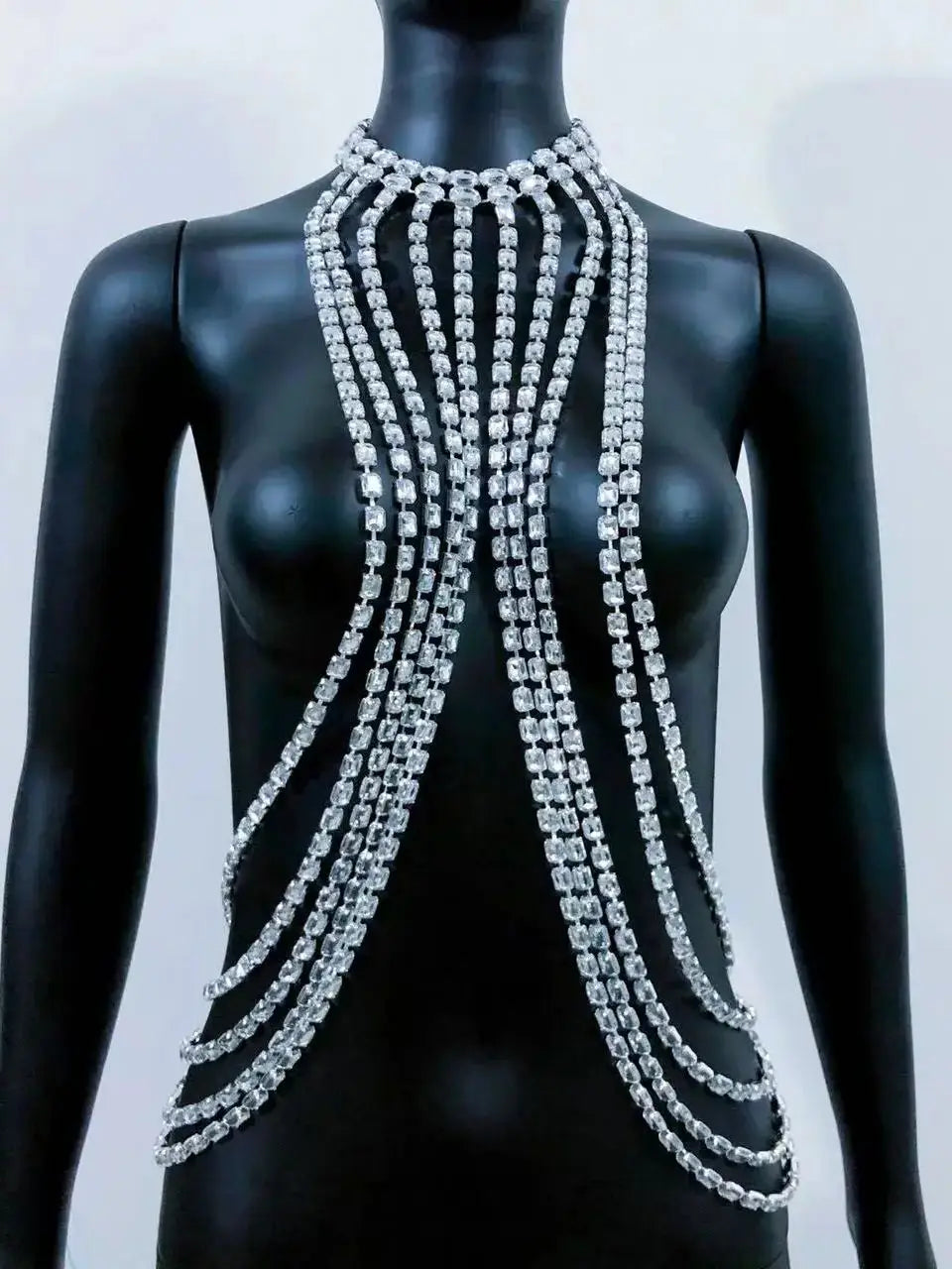 Rhinestone Costume Bra Body Chain