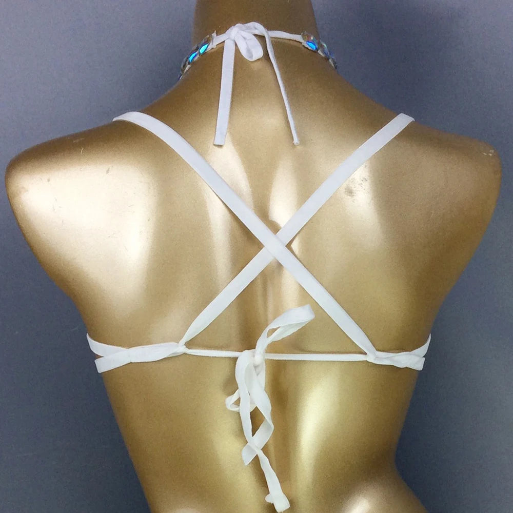 Sparkly Crystal Wire Bra Halter Top Samba Carnival Costume