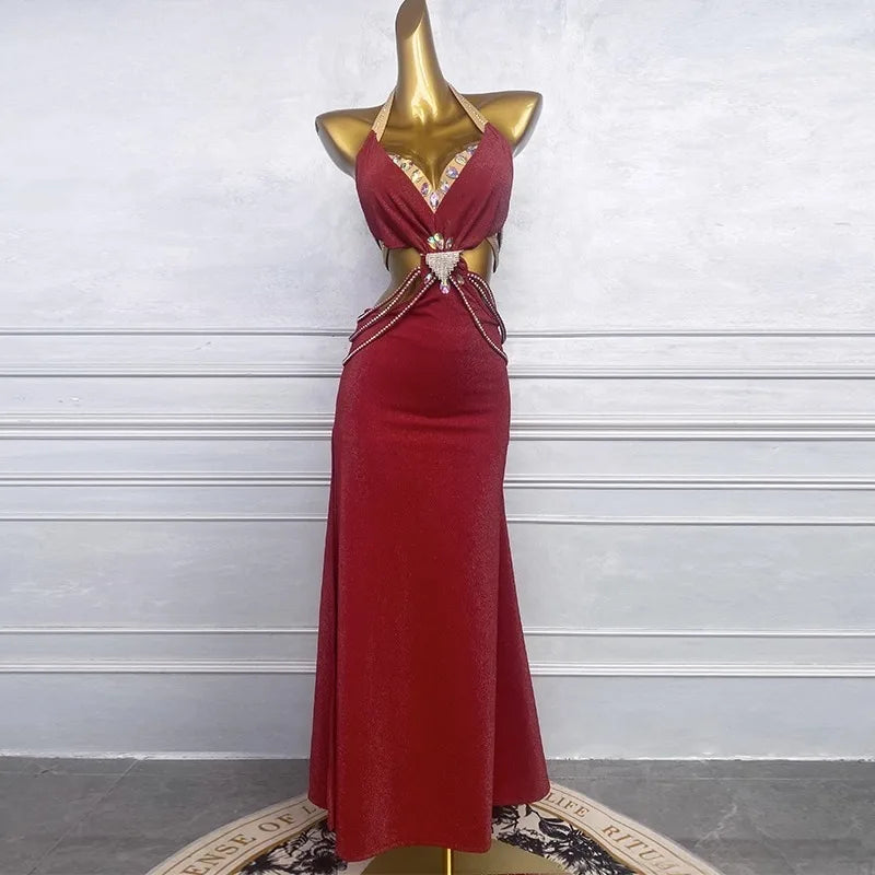 Custom Beaded & Embroidered Red Oriental Belly Dance Suit Performance Costume