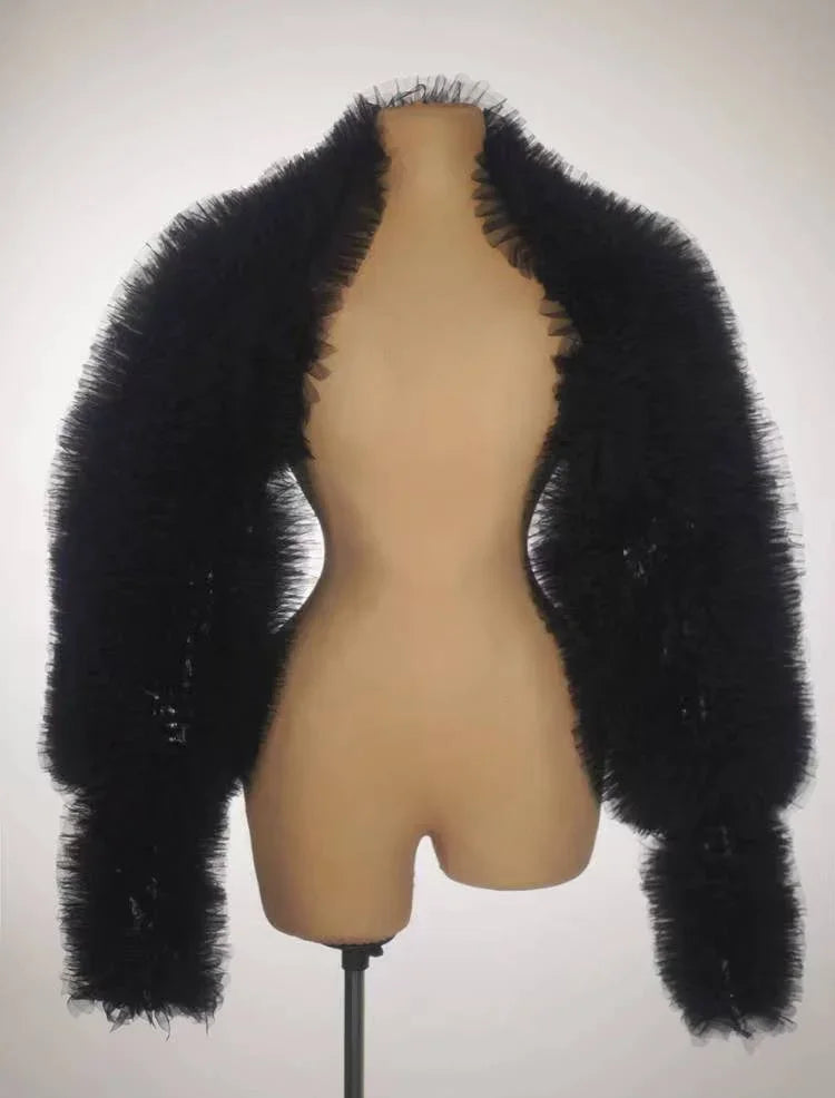 Silver Mirror Asymmetrical Bodysuit, Sculpted Captain Hat & Puffer Bolero Coat 3-Piece Stage Costume Set