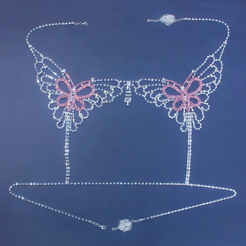 Butterfly Rhinestone Bra & Brief Body Jewelry