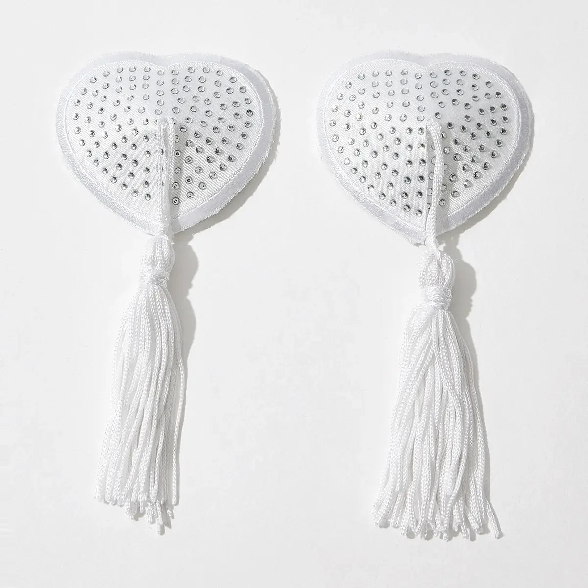 Sparkling Rhinestone Heart Pasties with Swinging Tassels Set