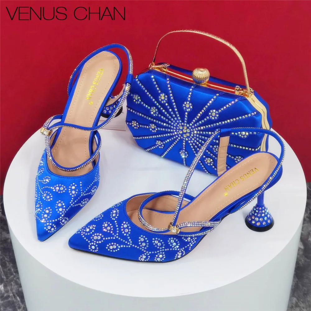 Italian Elegant Pumps with Shoes and Bag Matching Set