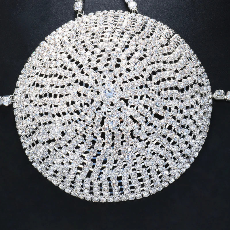 Round Rhinestone Statement Bra Chain