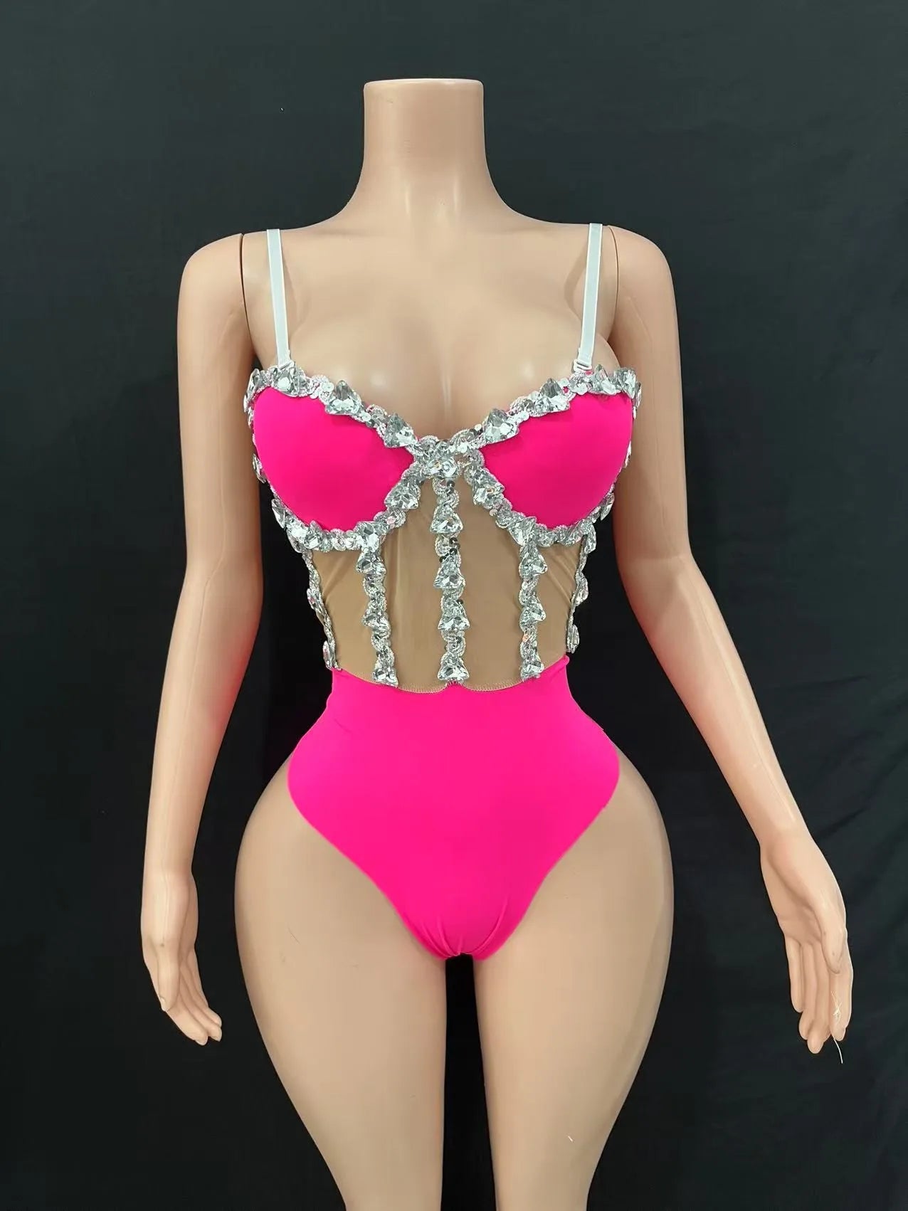 Multi-Colored Triangle Halter Bodysuit & Stage Performance Dancewear