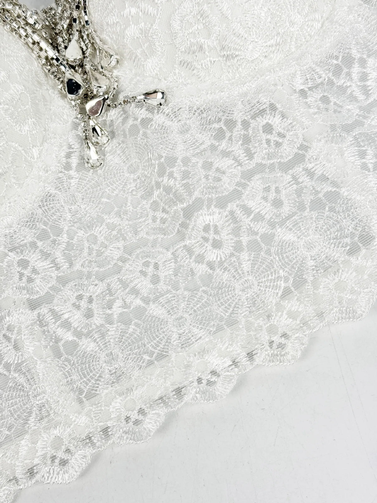 Lace Embroidery Diamond Tassel Bustier Corset Crop Top Stage Party Bralette