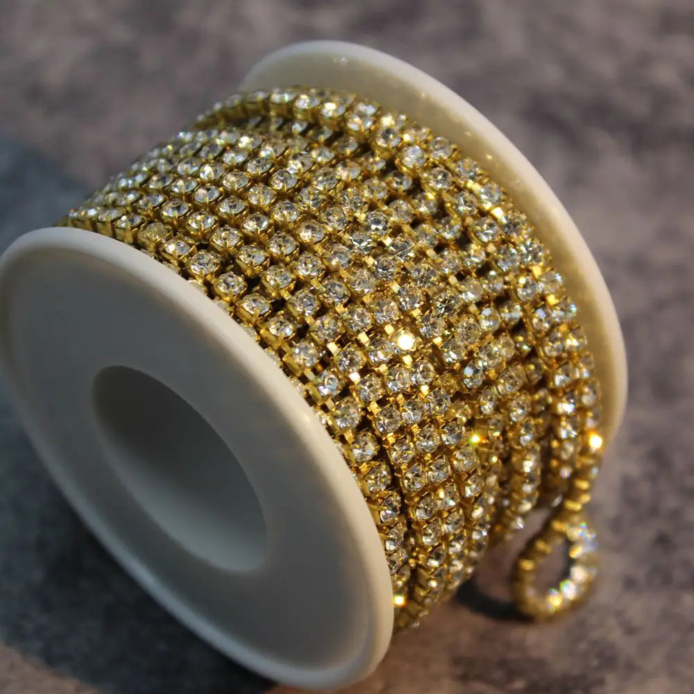 The Stardust Spectrum Stream – Premium Color-Matched Glass Crystal Rhinestone Cup Chain Trim