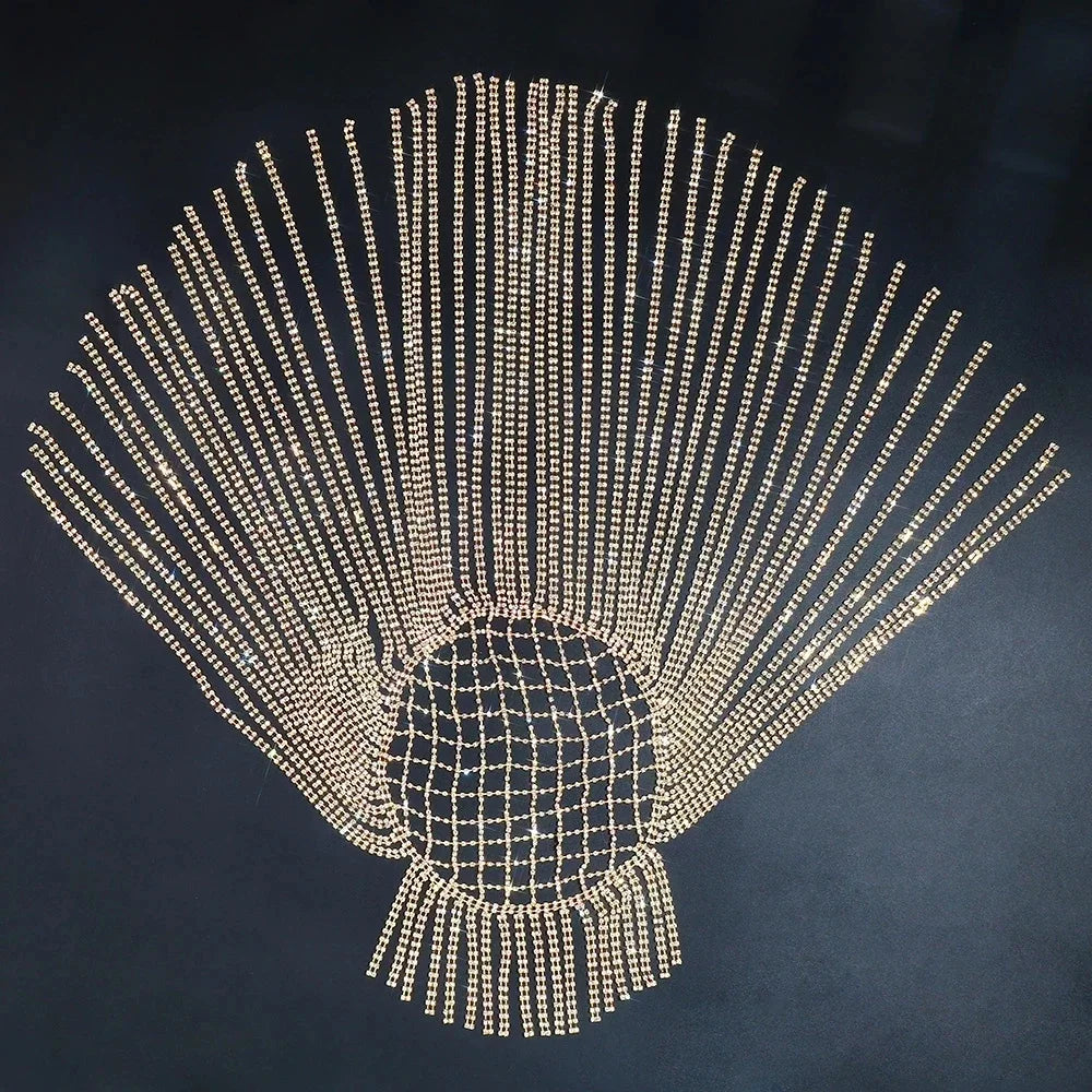 Gorgeous Long Tassel Rhinestone Hair Chain
