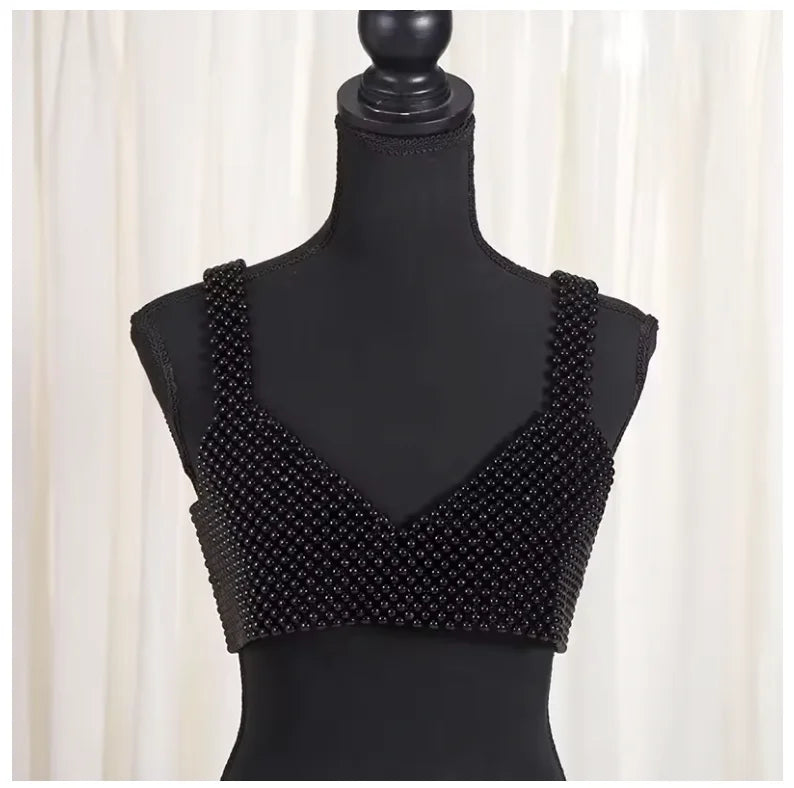 Pearl-Look Beaded Camisole Bra Chain