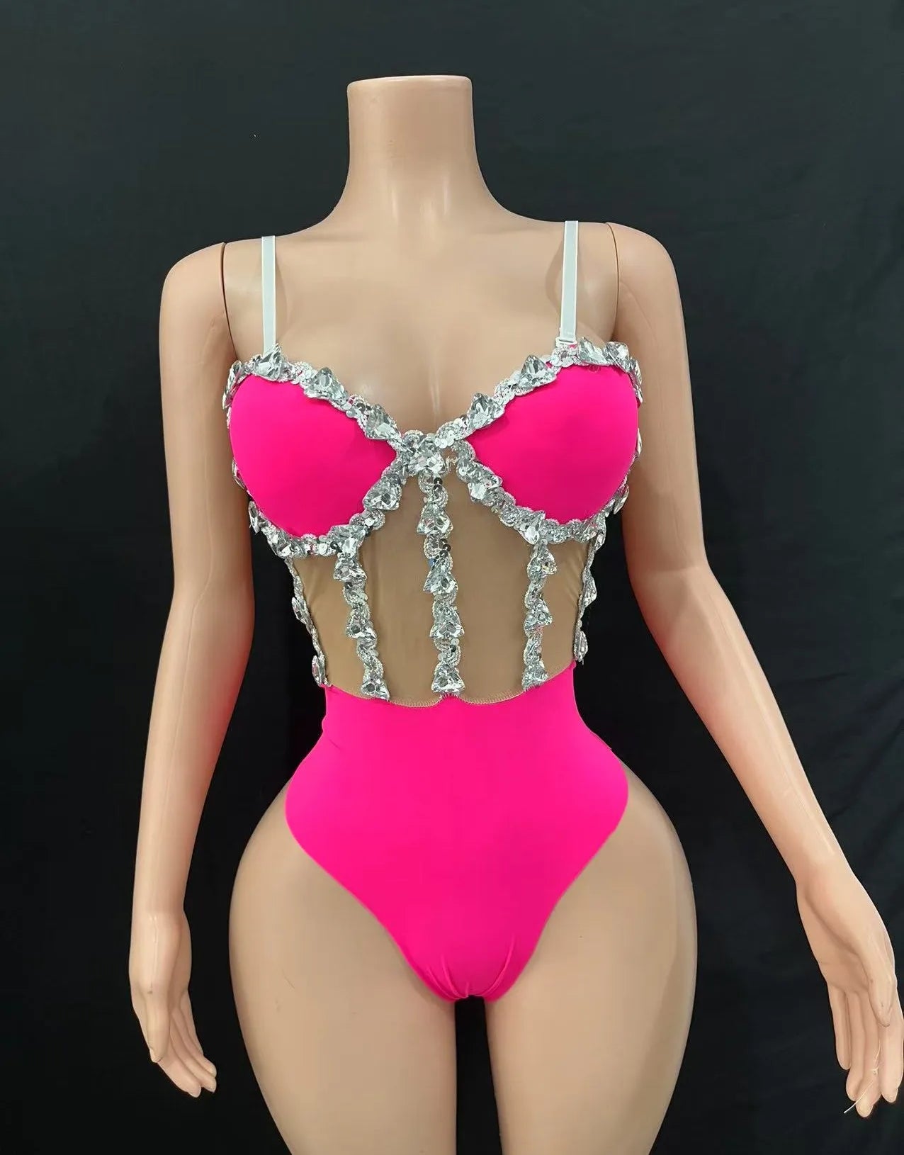 Multi-Colored Triangle Halter Bodysuit & Stage Performance Dancewear