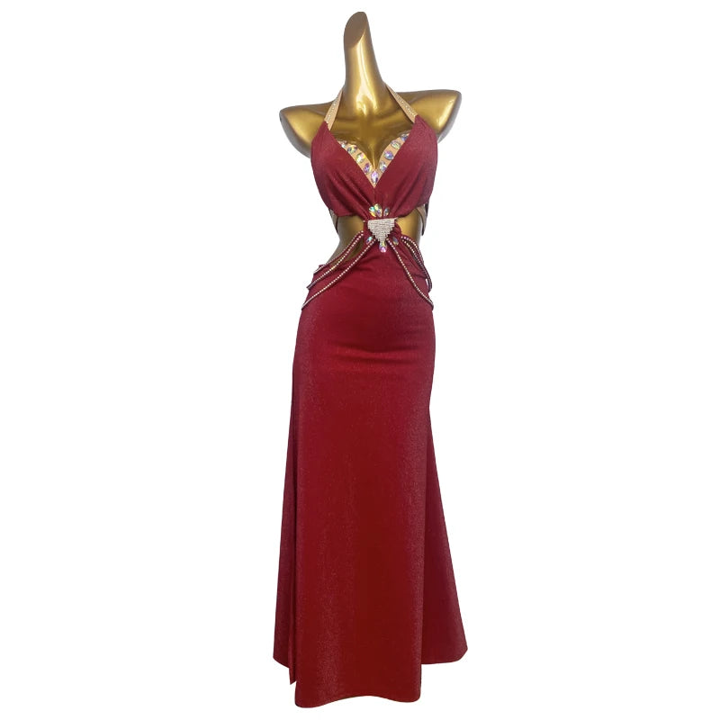 Custom Beaded & Embroidered Red Oriental Belly Dance Suit Performance Costume