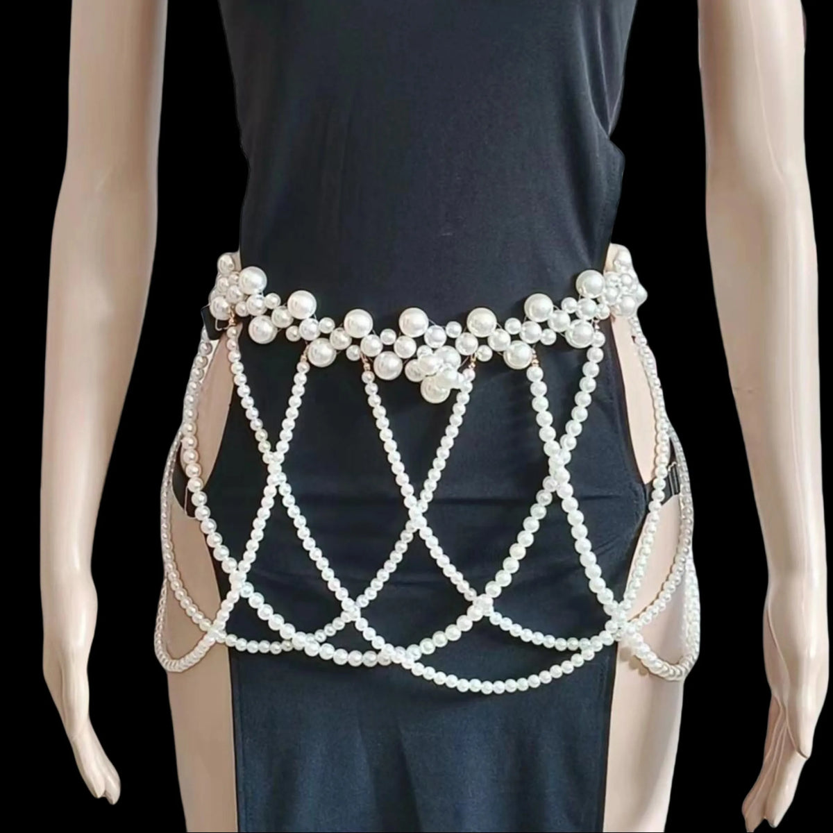 Multilayer Pearl-Look Bra & Waist Jewelry