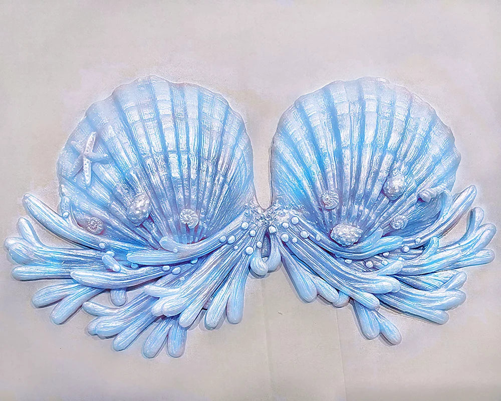 Realistic Woven Star Silicone Mermaid Bra Strapless Underwater Photoshoot Costume Top