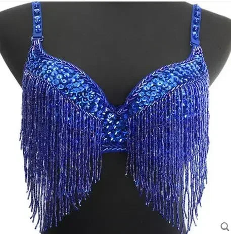 The Stardust Prism Sirena – Deluxe Beaded & Sequined Tassel Belly Dance Bra Top