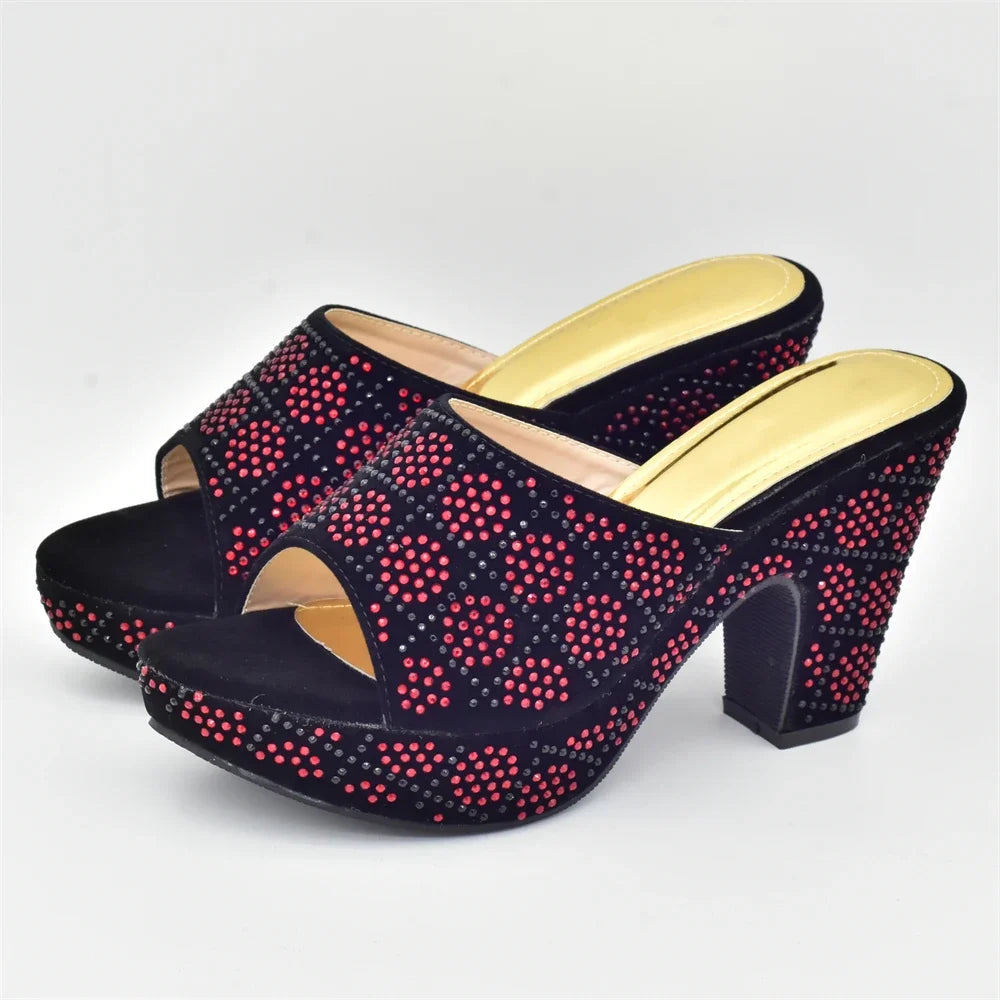 Italian Rhinestone Shoes and Bag Matching Set