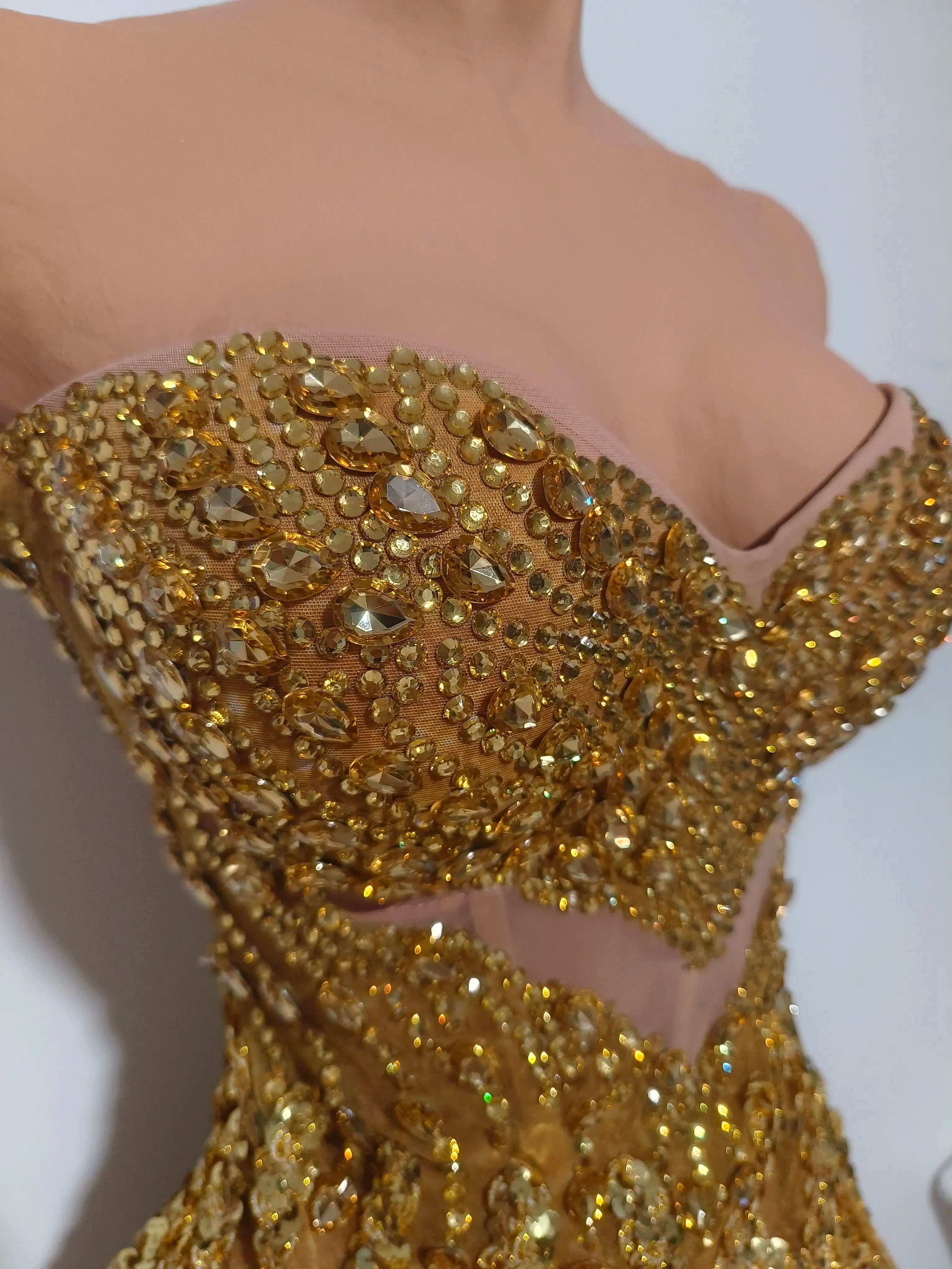 Gold Sequin Mini Dress Concert & Stage Performance Costume