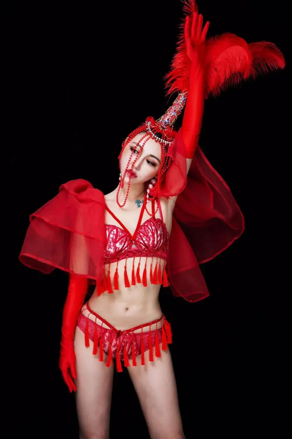 Showgirl-Style Dance Costume for Women, Stage Performance