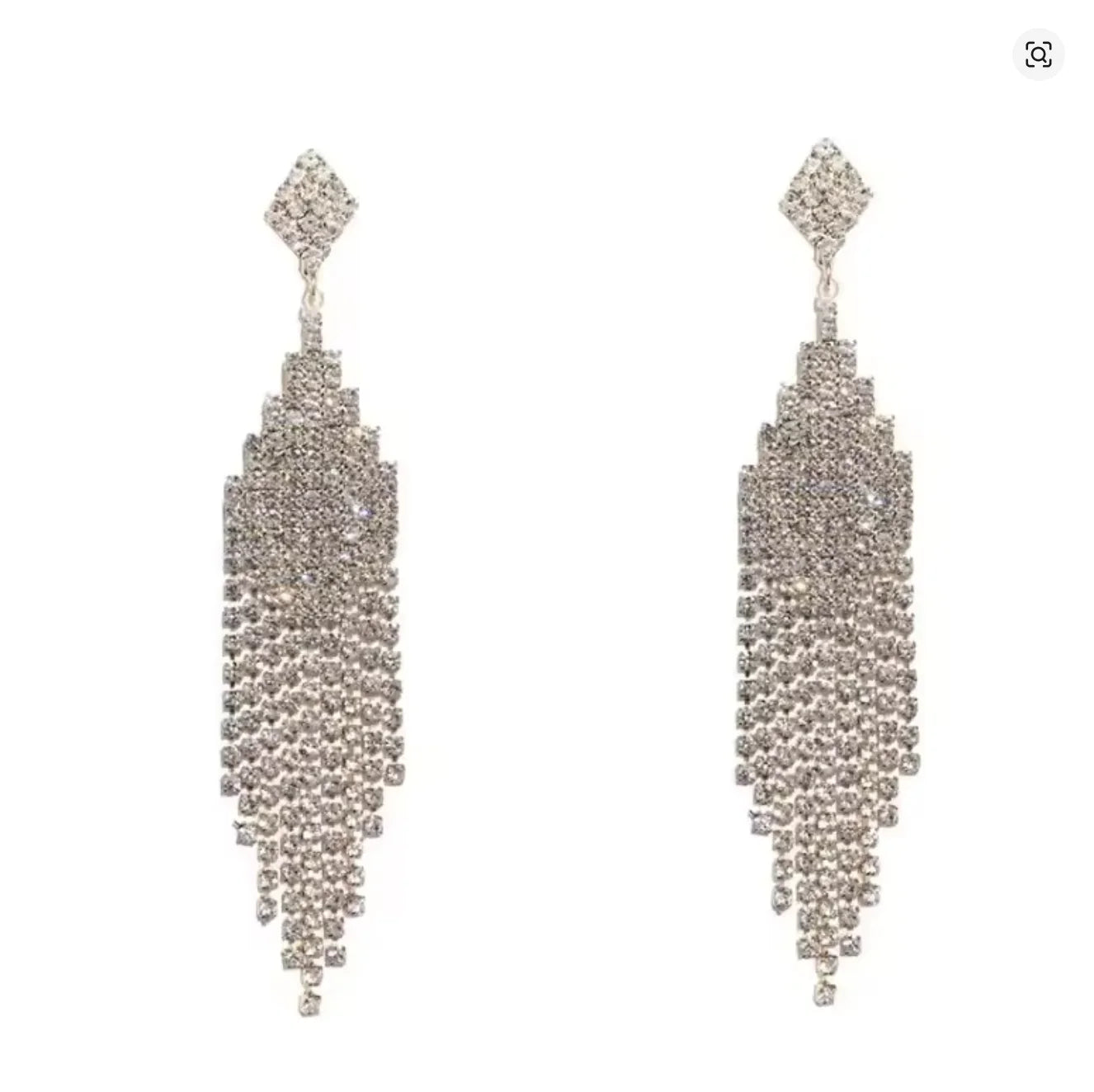 Vintage Crystal Tassel Drop Earrings – Elegant Geometric Multi-Strand Statement Earrings for Weddings, Galas & Evening Wear