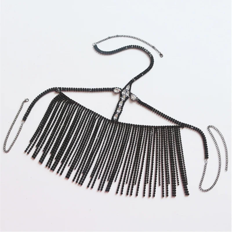 Rhinestone Tassel Costume Face Veil