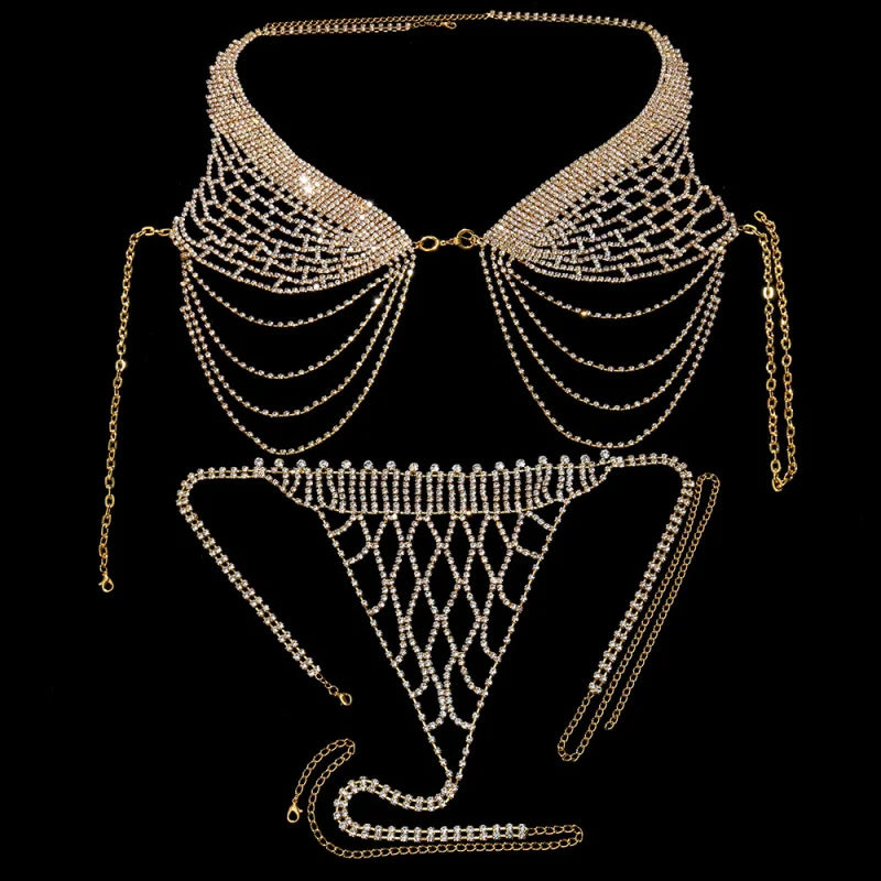 Rhinestone Bra & Brief Stage Jewelry